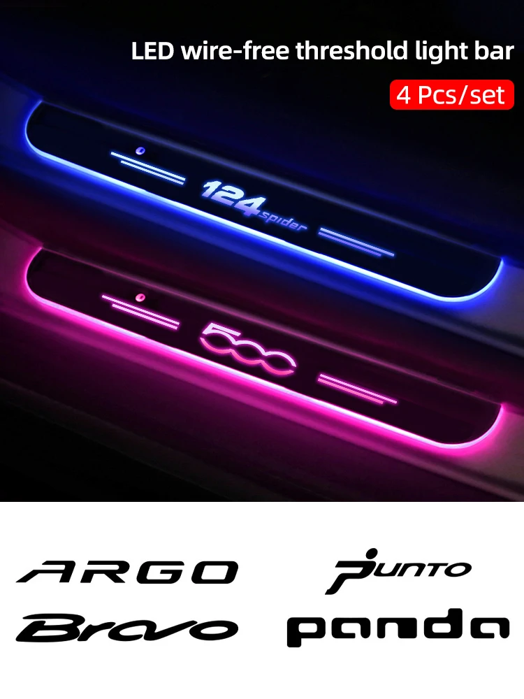 Luce Ambientale Del Davanzale Della Porta A Led Wireless Personalizzata Per Fiat 500 500E Abarth Panda Punto Seicento Siena Argo Bravo Freemont Idea L
