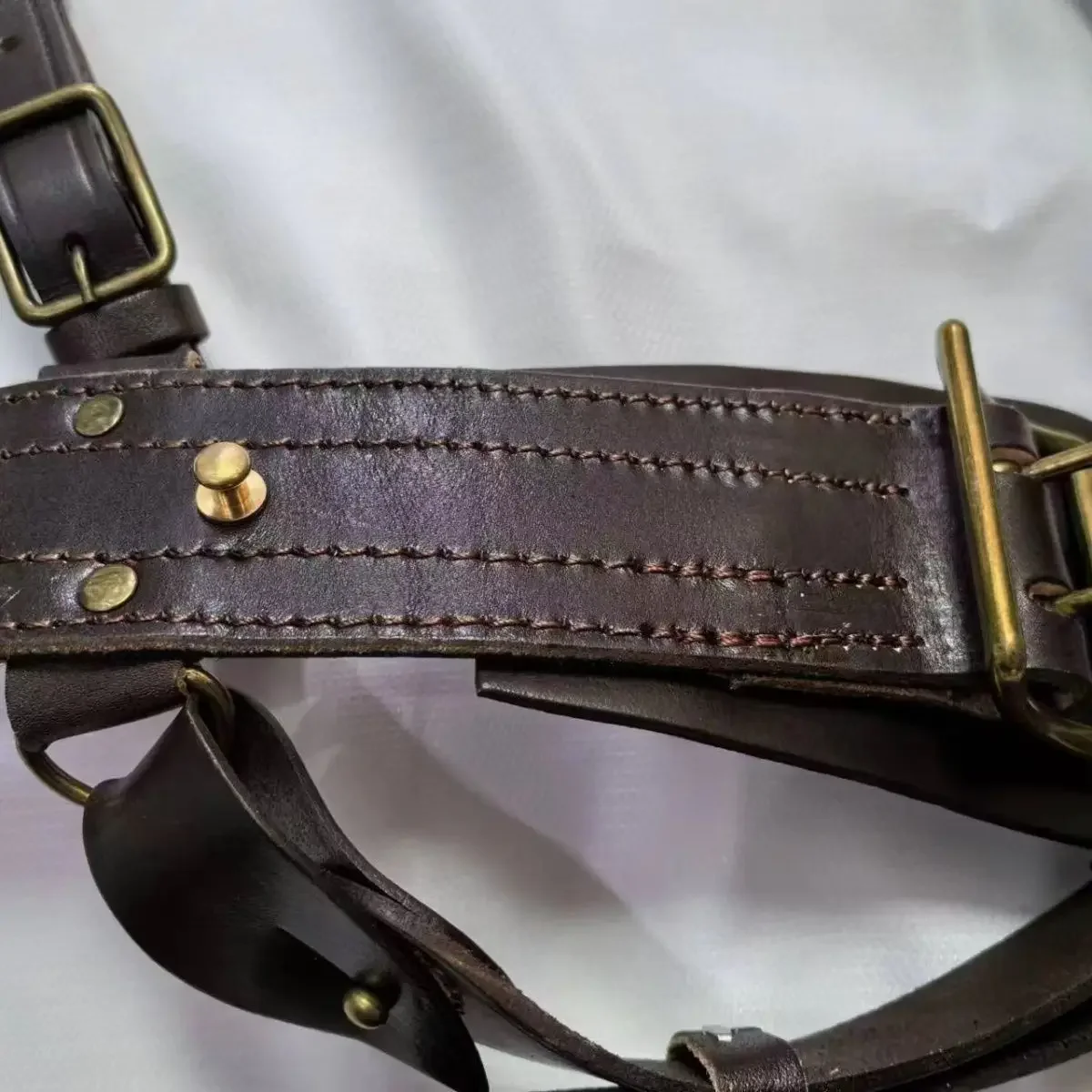WANG1.military Sam Browne Belt with Shoulder Strap Brown Leather WW1 will fit hole size:38-42" inch