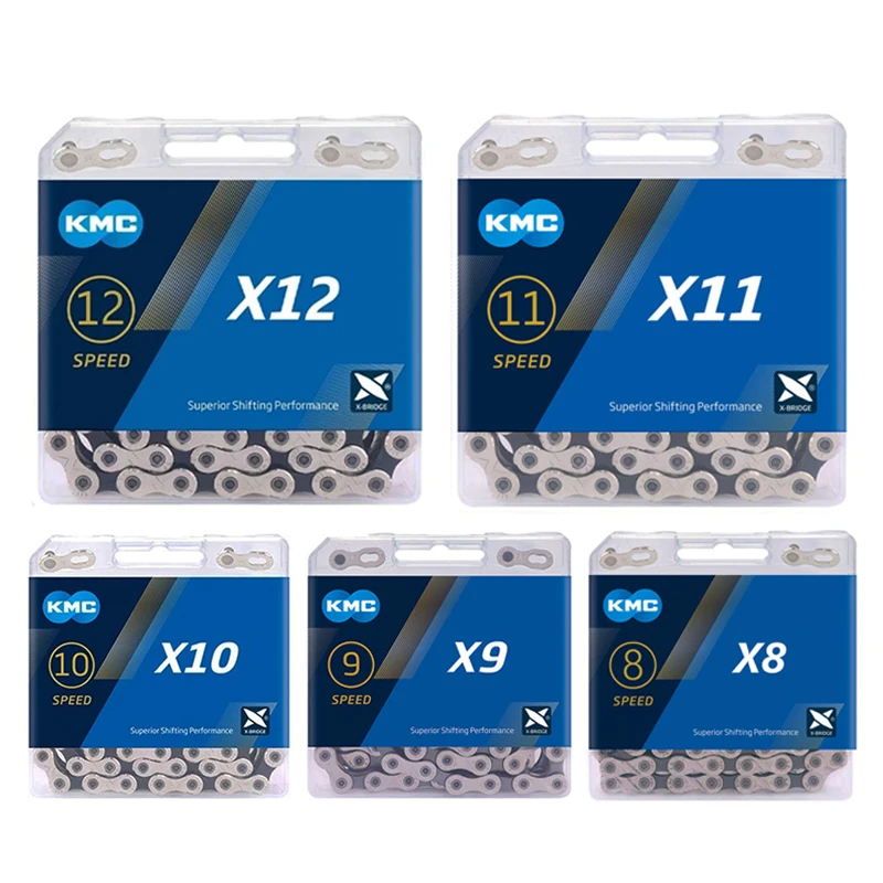 Chaîne Vélo KMC X12 12 Vitesses - 120 Maillons, Argent/noir, Compatible Sram Et Shimano