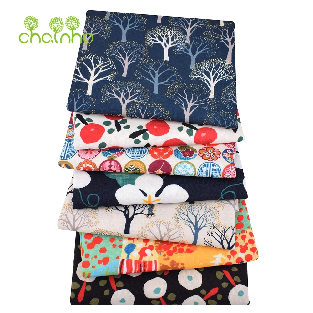 Chainho,Printed Cotton Linen Fabric,DIY Quilting Sewing Material,Cloth For Table,Sofa,Curtain,Bag,Cushion,Furniture Cover,15CLB1
