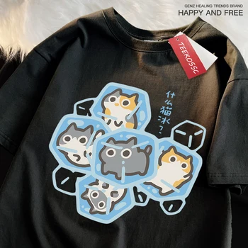 قطط جليدية، رسوم متحركة مرحة، قطط، ملابس مطبوعة، مقاسات كبيرة 8