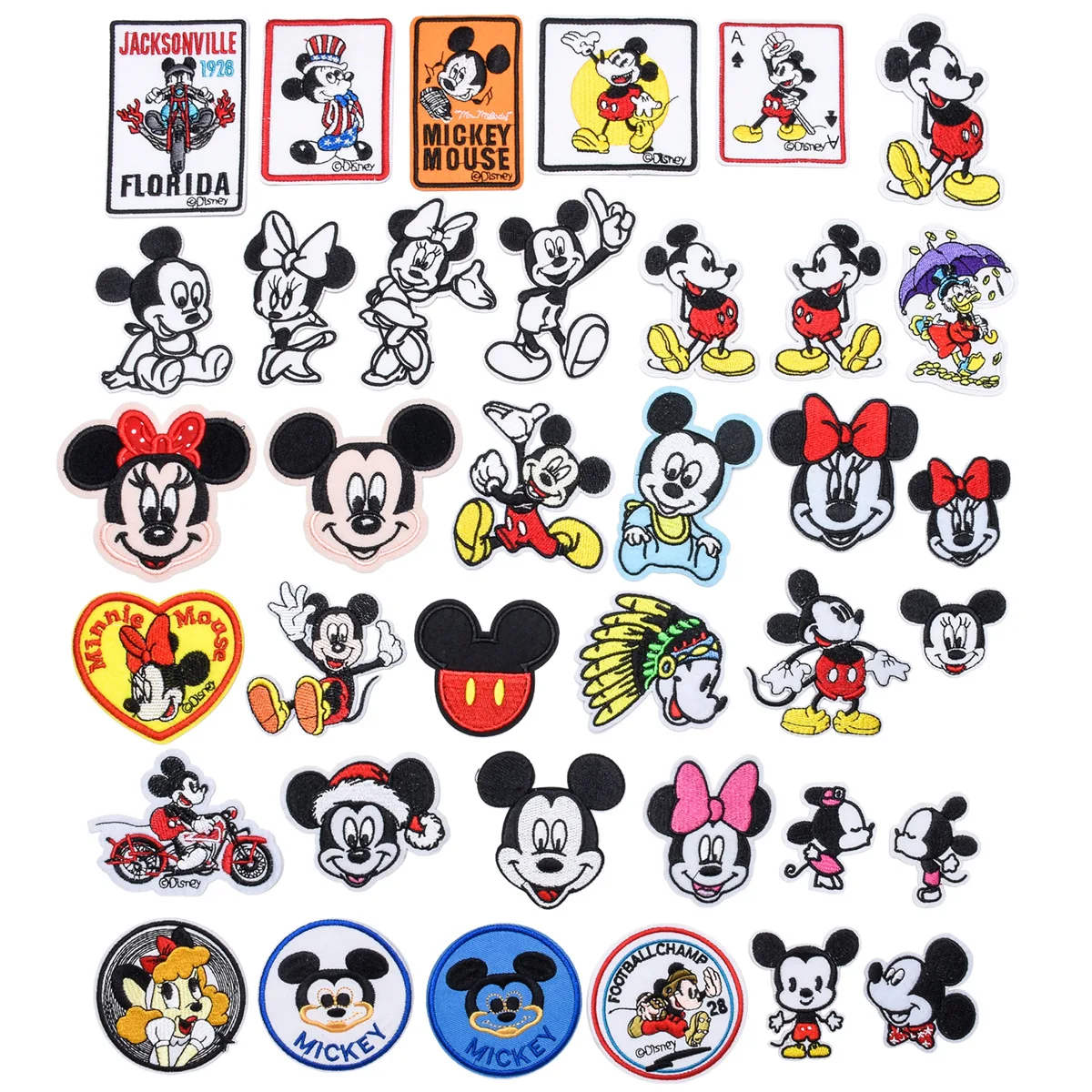 

37Pcs Cartoon Mickey Mouse Patches Minnie DIY Apparel Iron on Embroidered Patches for Decoration child Clothes Applique