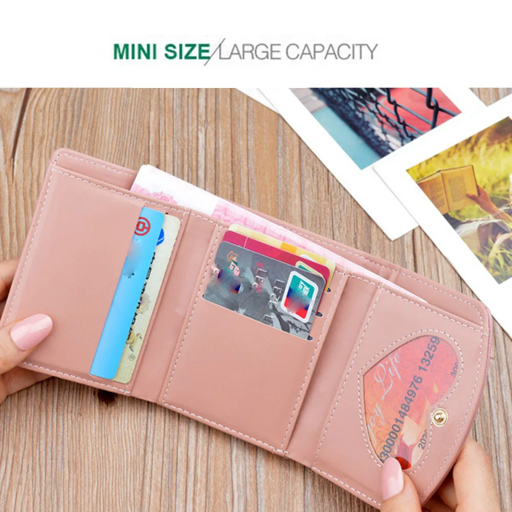 Personalized Metal Cherry Sign Trifold Wallet Multifunctional Portable Coin Purse Birthday Anniversary Gift