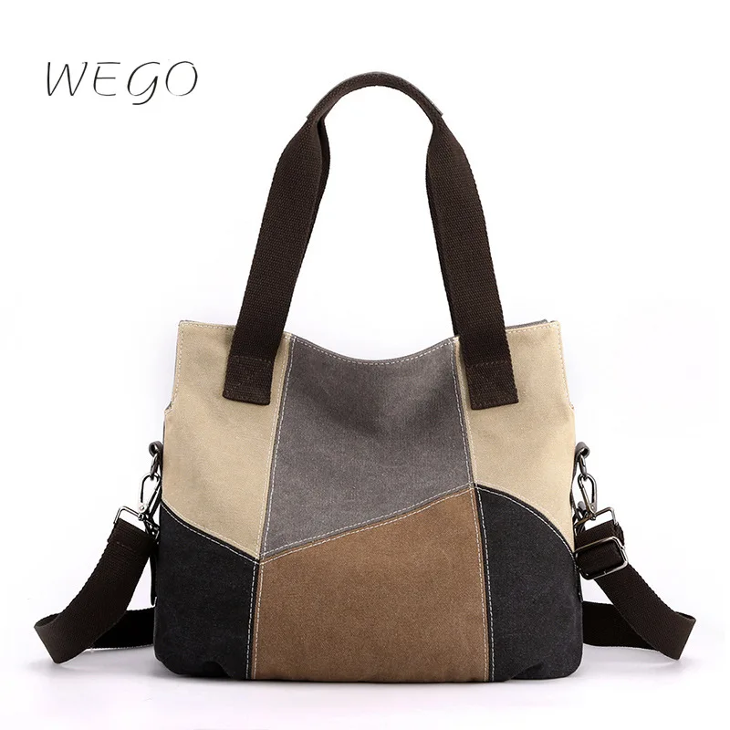 

Сумка на плечо в стиле ретро, вместительные простые женские сумочки, контрастная холщовая прошитая сумка