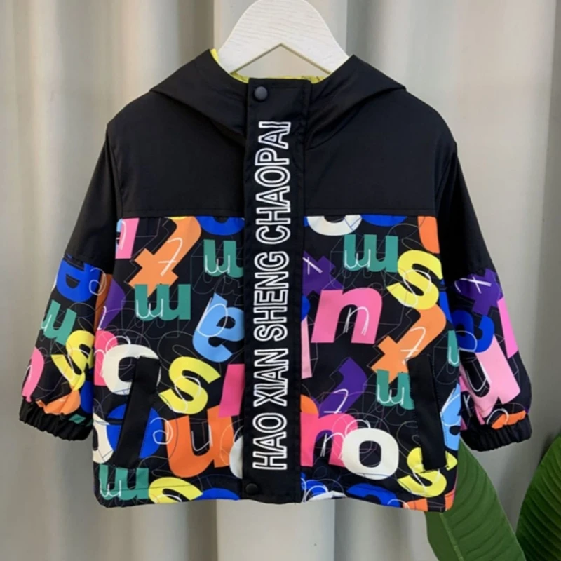 

Boys Coat Jacket Cotton Windbreak 2024 Warm Plus Thicken Tracksuit Spring Autumn School Children's Clothing