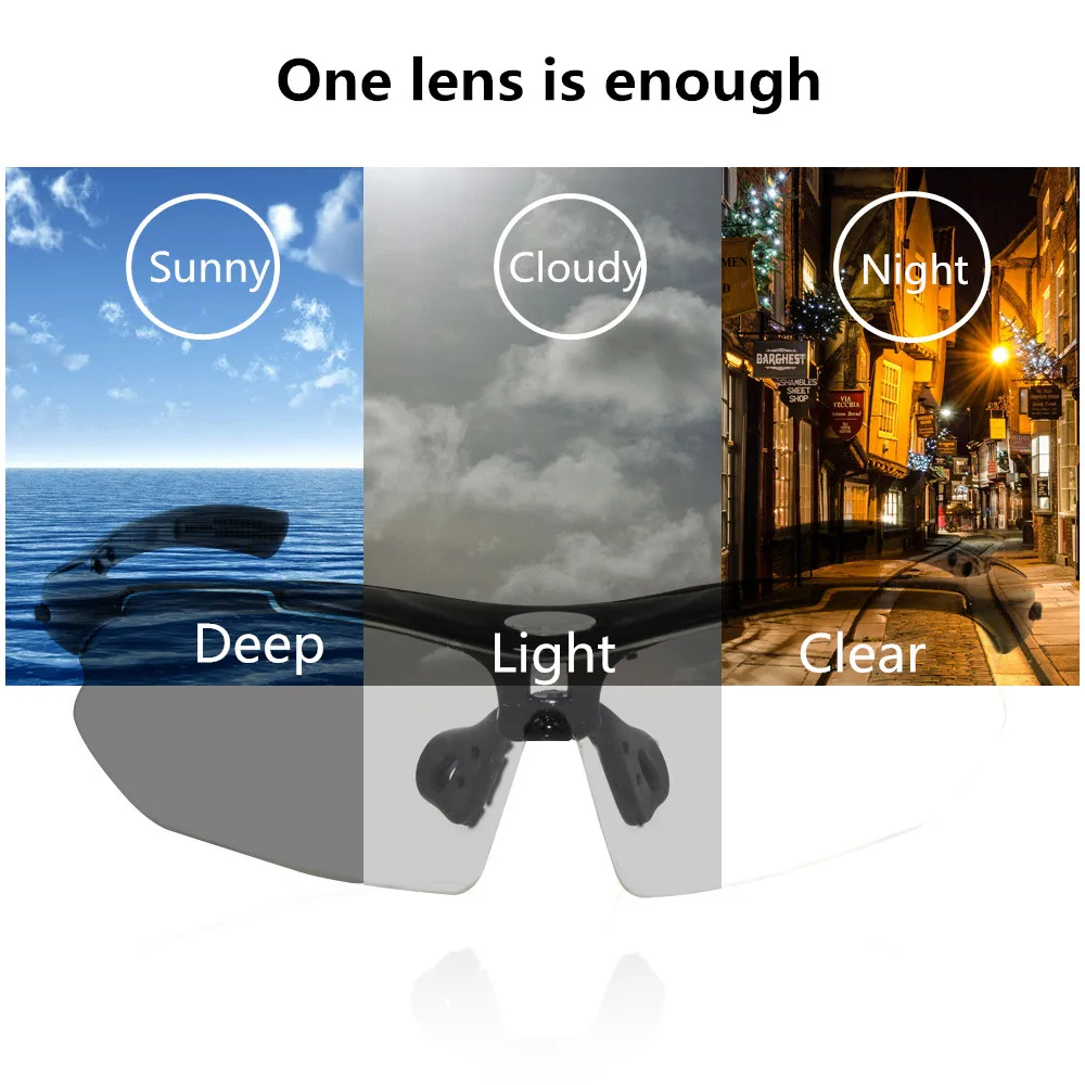 Cycling Photochromic Sunglasses Auto Discoloration Glasses for Men Women MTB Mountain Bike Bicycle Eyewear Goggles