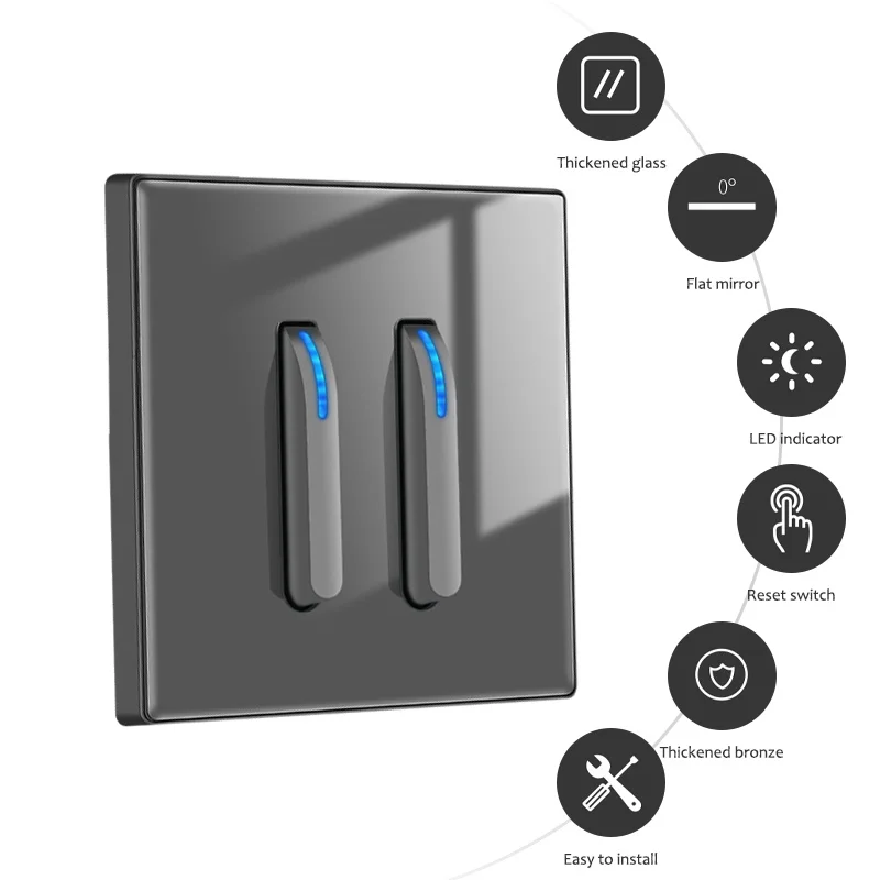 Avoir Gray Reset Light Switch 1/2 Way Wall Power Socket, 51 OFF