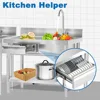 Stainless Steel Utility Sink Freestanding Single Bowl Laundry Sink with Hot and Cold Water Plumbing Workbench Drawers 6