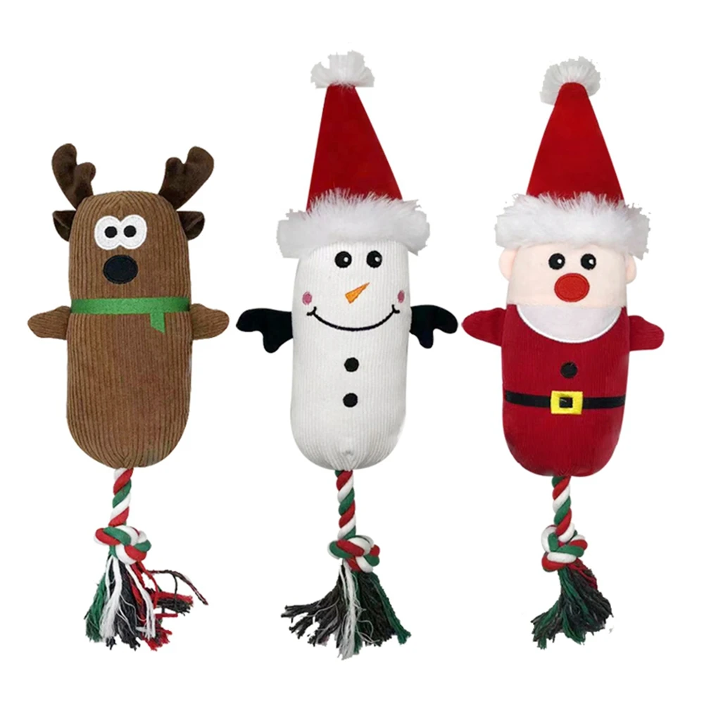 

Christmas Plush Squeaky Toy For Dog Bite Resistant Toys Snowman/Santa Claus/Elk Dog Puppy Interactive Pets Accessories