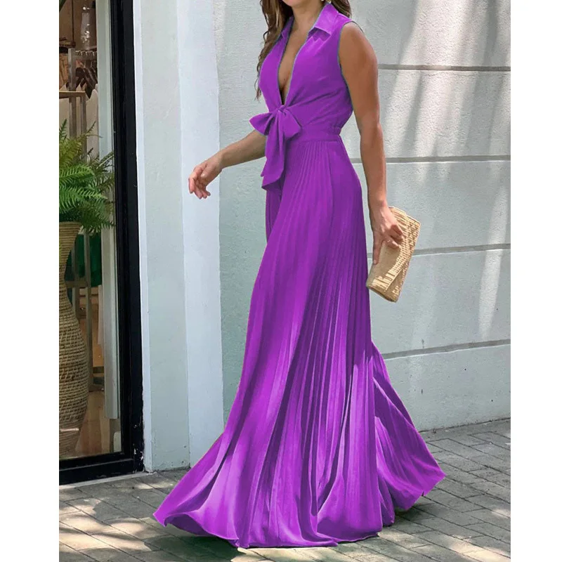 Sexy Deep V Neck Bow High Waist Party Wide Leg Jumpsuit Women New Summer Fashion Elegant Sleeveless Streetwear Romper Pants 2023