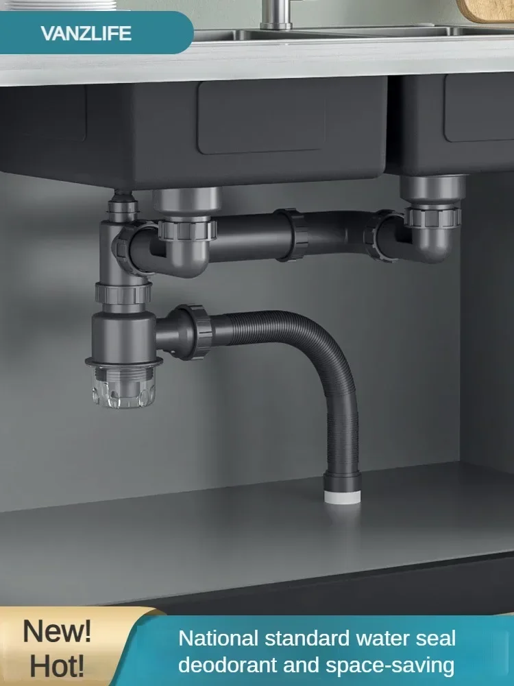 Kitchen Sink Drainer Set Vegetable Basin Downcomer Accessories Sewer Pipe drain pipe Scullery Pool Home & Kitchen