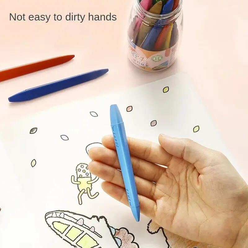 M&G Stationery Non-dirty Hand Double-ended Plastic Crayons 24-color Brush Set Easy to Hold and Not Easy to Break DIY Color Pens 3