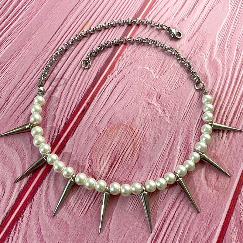 8mm 천연 자수정 비즈 매듭 108입 절말라 묵주 목걸이, 명상/기도/요가용 남녀 공용 목걸이 10 Egirl 진주 스파이크 목걸이, DIY 디자인, 한국 패션 스터드 펜던트 목걸이, 여성용 멋진 액세서리, 고스 펑크 쥬얼리 초커