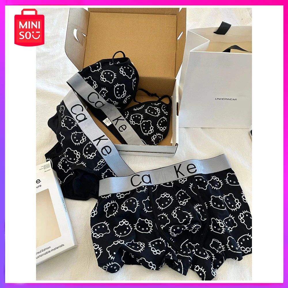 

Miniso Hello Kitty Black Underwear Suit for Women Without Wire Rings To Make Small Breasts Look Bigger Christmas Birthday Gift