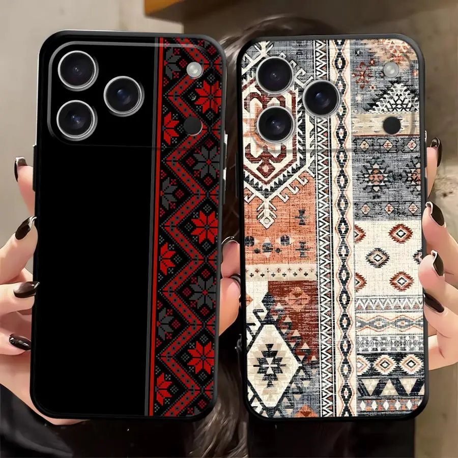 Black Soft Phone Cover with Retro Ethnic Totem Pattern