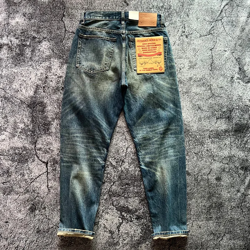 Heavyweight Heavy Washed Denim Jeans for Men Autumn Winter Vintage Selvedge Soft Loose Straight Pants Cotton Y2k Youth Male
