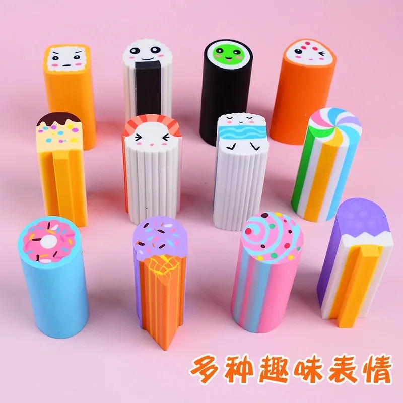 Pencil Eraser Retractable Eraser Kneadable Eraser Biscuit Eraser Plasticine Eraser 6pcs/Box Cutable Eraser Cute Toy Sushi Dessert Football Shape Eraser Pupil Prize No Debris Cute School Supplies Kawaii