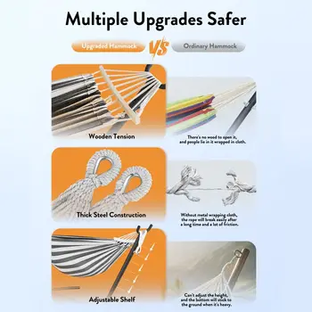 Gyroor Hammock with Adjustable Stand- Stylish Hammock Bed w/Storage Bag, 600lb Capacity 2