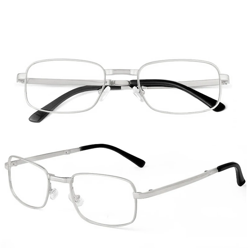 Reading Glasses Anti-Scratch with Case Men Women Glass Lens Alloy Full Frame Presbyopic Magnifying Eyewear Diopter