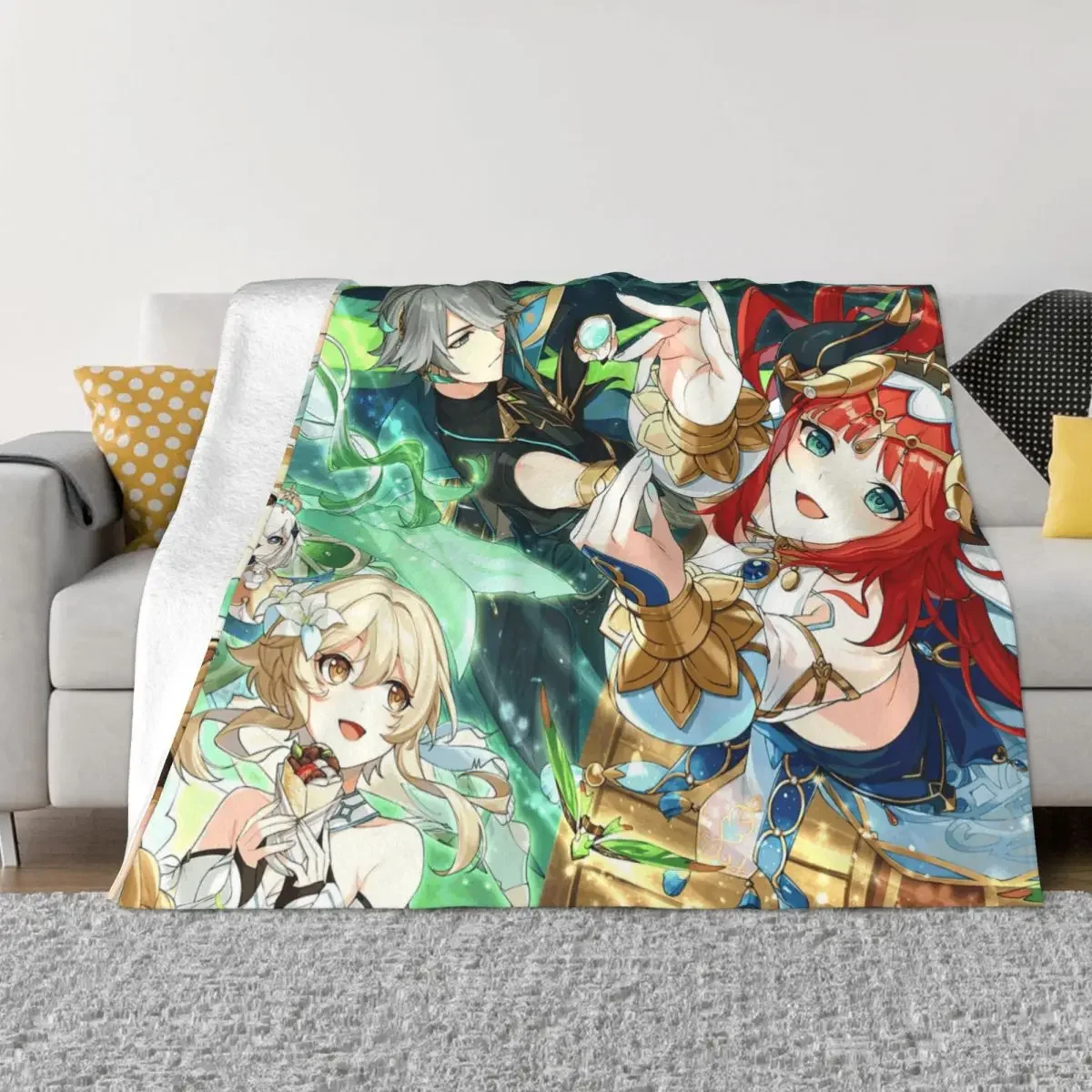 

Genshin Impact Game Blanket Flannel Decoration Nilou Nihida Alhaitham Portable Home Bedspread