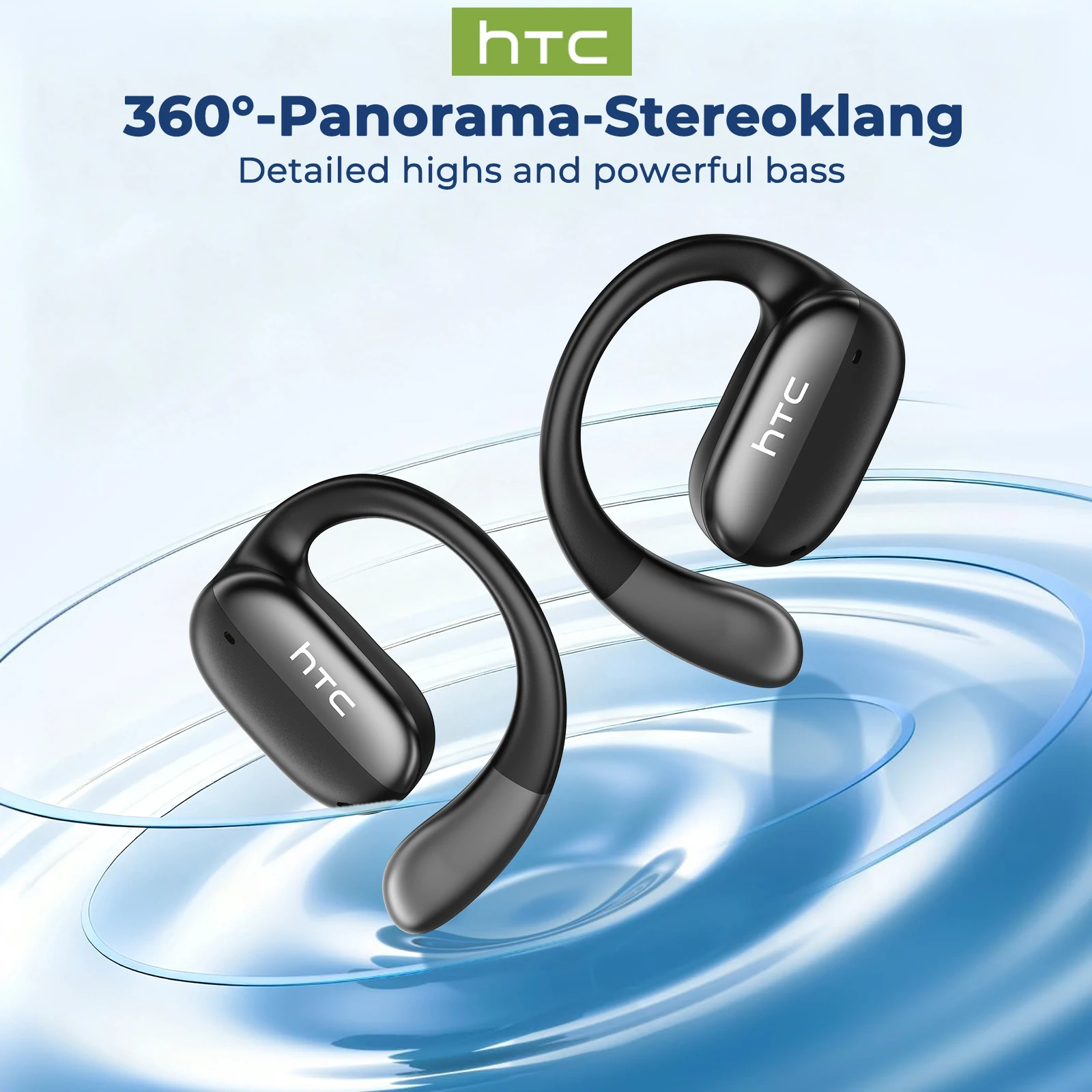 Full HD Wireless Bluetooth Open-Ear Headphones with 30-Hour Battery Life - Secure Fit & Clear Sound
