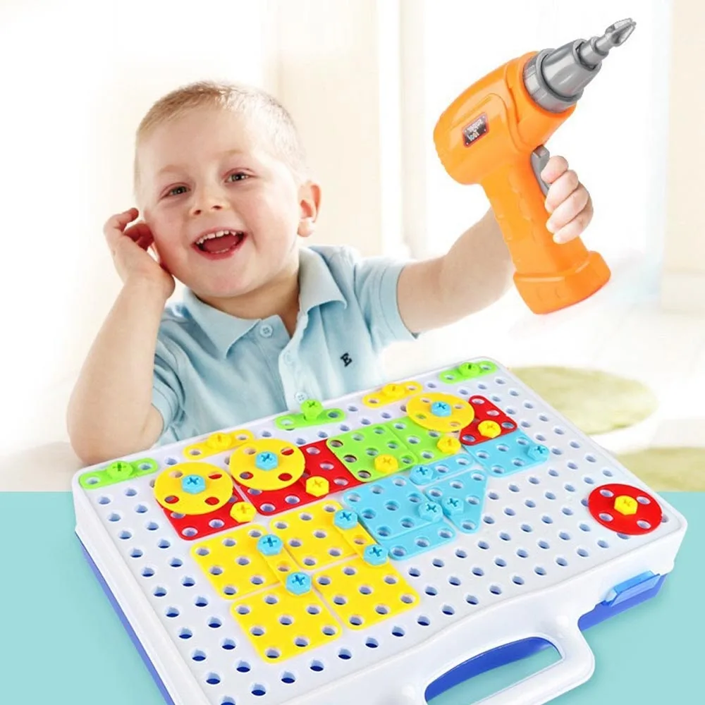 Kids Plastic Simulation Maintenance Tool Electric Drill Toy Education For Boy Disassembled Toys Assembled Screw Block Tool Set