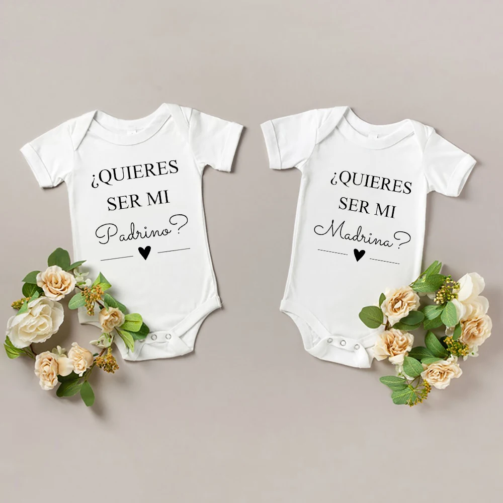 Do You Want To Be My Godmother / Godfather Newborn Baby Bodysuits Baby Announcement Gift Jumpsuit Cute Toddler Clothes