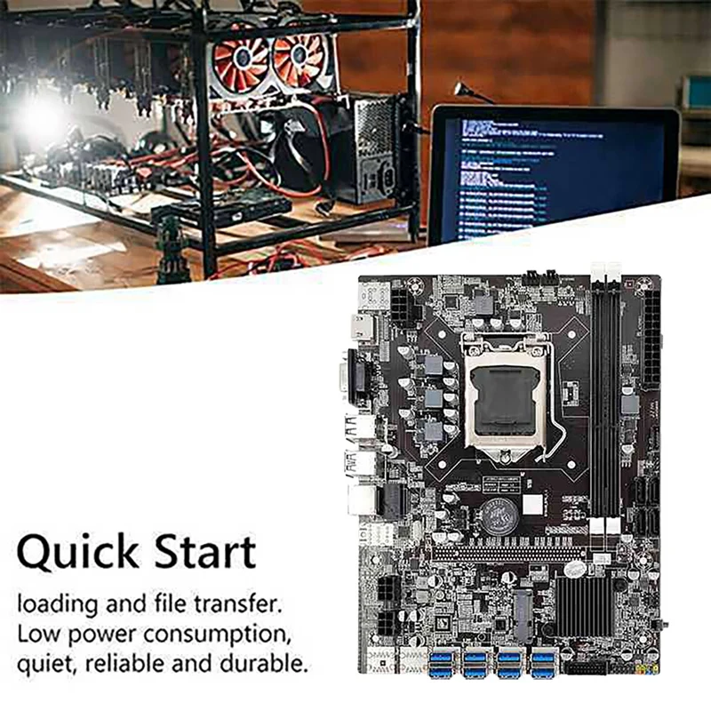 latest motherboard for pc B75 BTC Mining Motherboard With Random CPU+Fan+8G DDR3 RAM+Thermal Grease 8 USB3.0 PCIE1X Slot LGA1155 SATA3.0 ETH Miner best budget gaming pc motherboard