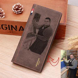 Picture Engraved Wallet PU Leather Wallet Trifold Vertical Custom Photo Wallet Holiday Gift Custom Personalized Wallet for Him
