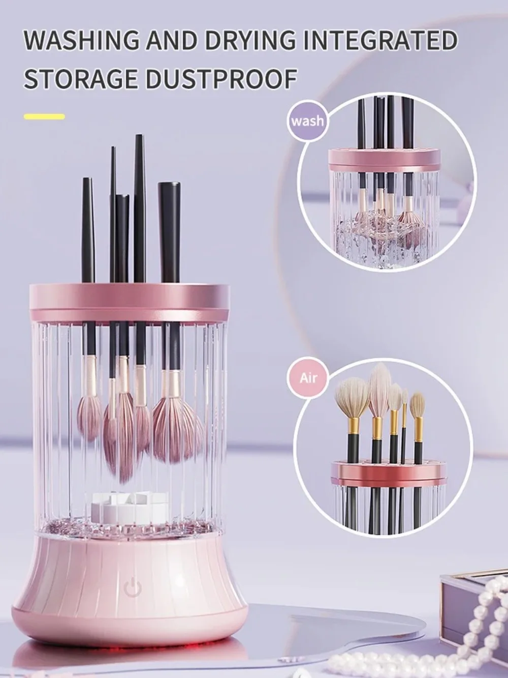 Description Picture 3 of itemRechargeable Electric Makeup Brush Cleaner Quick-dry Convenient Cosmetic Brush Cleaner Machine Visible Rotary