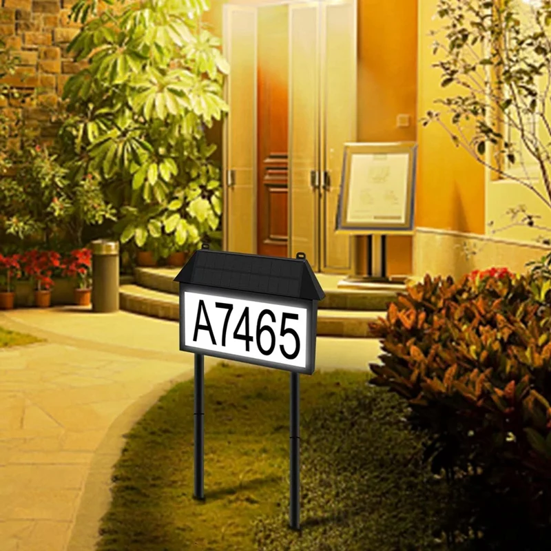 

Solar Address Sign, Lighted House Numbers For Outside, LED Illuminated Address Plaque Outdoor Waterproof, Wall Mounted Durable