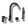 4Pcs Brass Bathroom Dual Handle Bathtub Faucet Bath Faucet Deck Mounted Handheld Tub Mixer Cold Hot Water Tap With Hand Shower 2