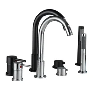 4Pcs Brass Bathroom Dual Handle Bathtub Faucet Bath Faucet Deck Mounted Handheld Tub Mixer Cold Hot Water Tap With Hand Shower 2