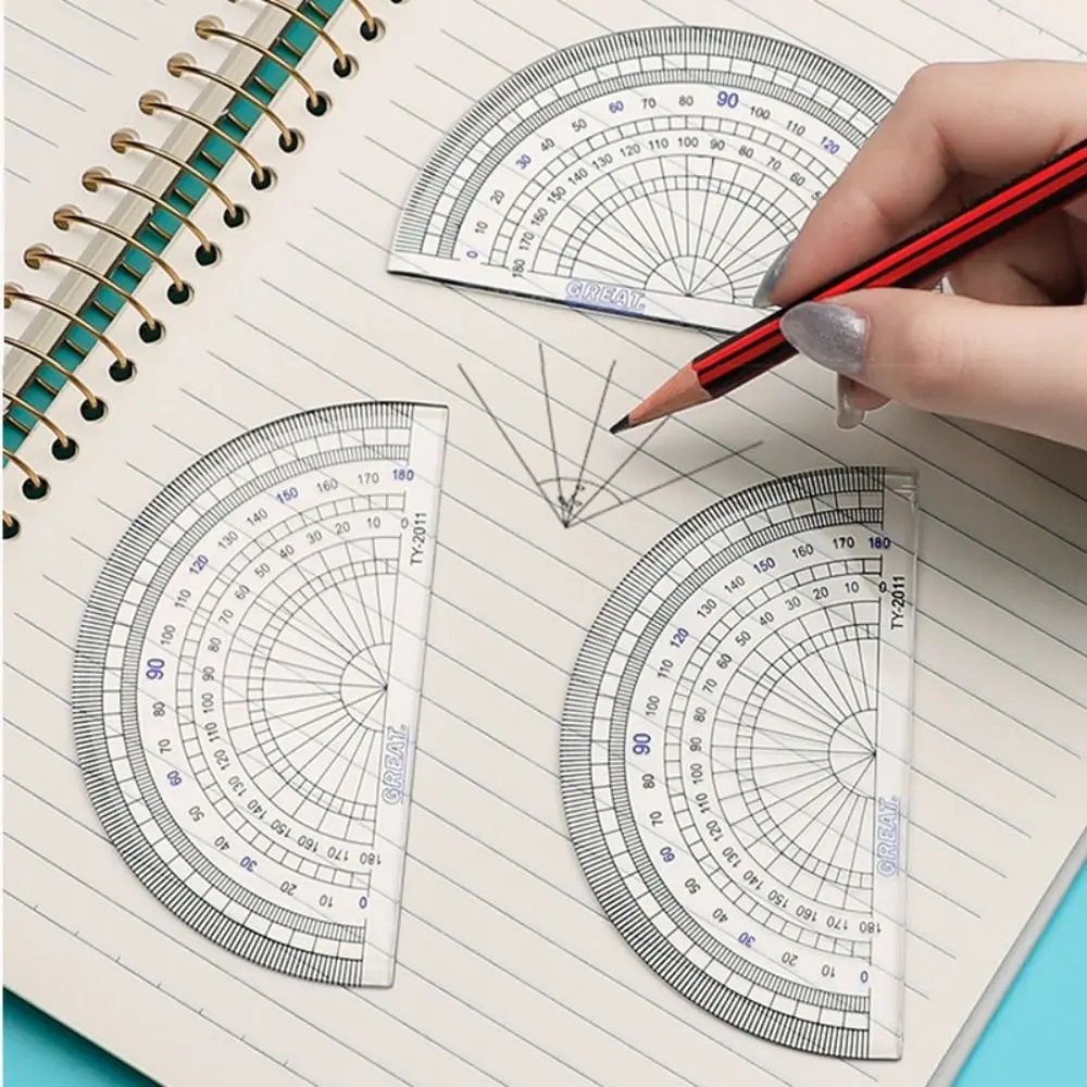 Drawing Ruler Plastic Ruler Triangle Ruler Digital Protractor Plastic 180/360 Degree Protractor Durable Triangle/Half Round Transparent Drawing Ruler