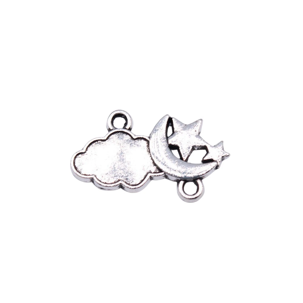 

10pcs/lot 21x12mm Moon Star Cloud Charms For Jewelry Making Antique Silver Color 0.83x0.47inch