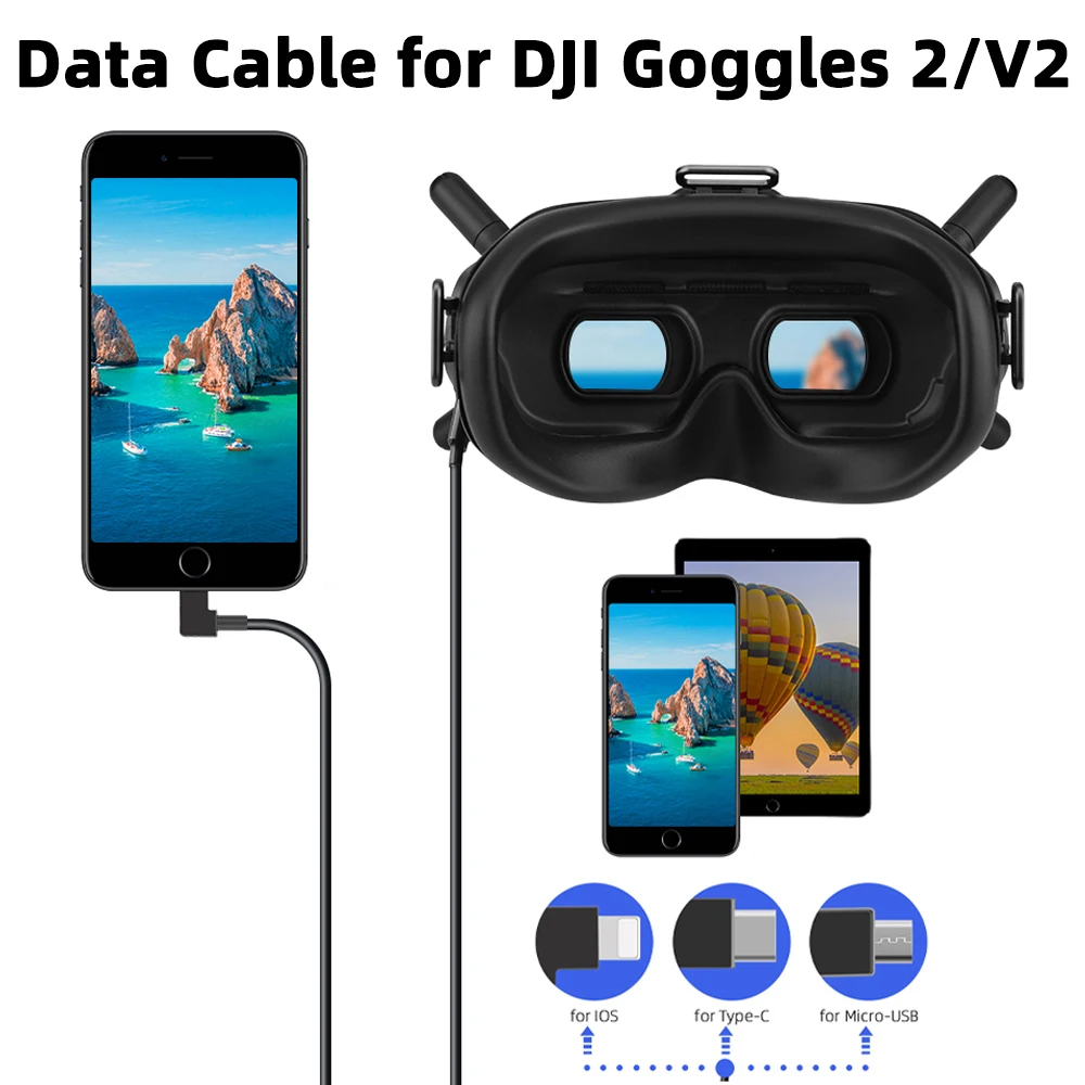 

Data Cable for DJI Avata Goggles 2/V2 Phone Tablet Micro-USB Type-C Transmission Date Line Adapter for DJI FPV Combo Accessory