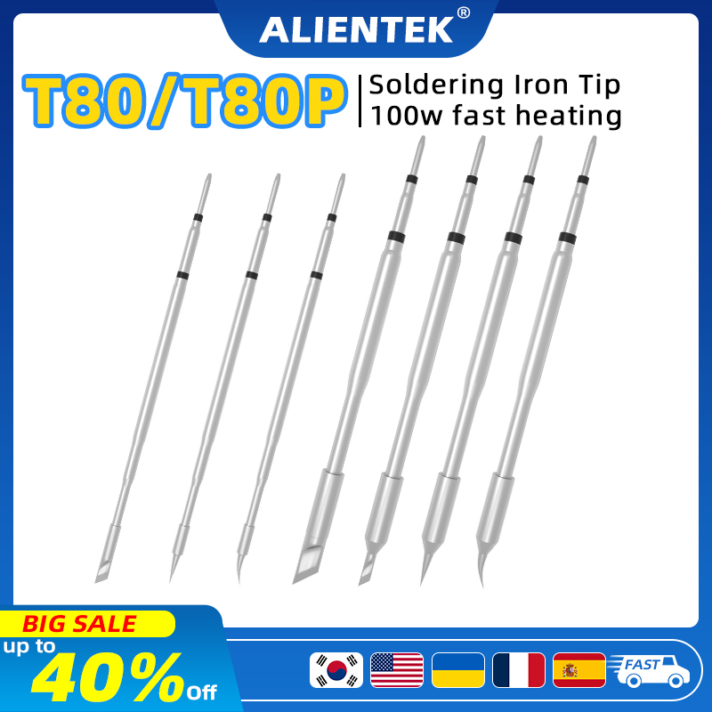 T80 T80P Tip Soldering Iron Tip T12 Soldering Station Tip Kits C245 Lead Free Heating Core Welding Tools T80-I KU K IS Tip