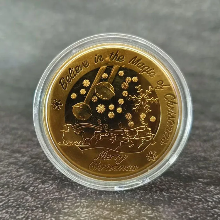 Merry Christmas Wishing Coins Metal Commemorative Coins Products Kids Christmas Gift Thoughtful Xmas Eve Present Navidad Natal