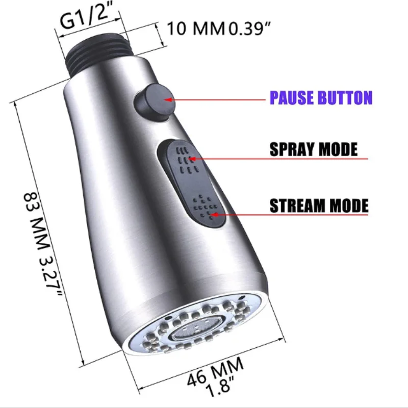 Faucet Extender Metal Alloy Three Modes Head Water Saver Home Extended Shower Spray Filter 1pc