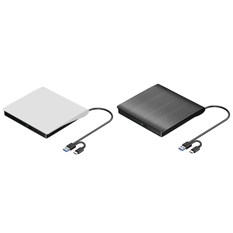 Daily External CD DVD +/-RW Drive, USB 3.0 & USB-C Portable CD & DVD ROM Burner Player Reader Writer Rewriter Disc Drive