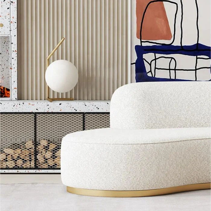 モダンで豪華な湾曲したソファ,リビングルームの家具,ゴールドの