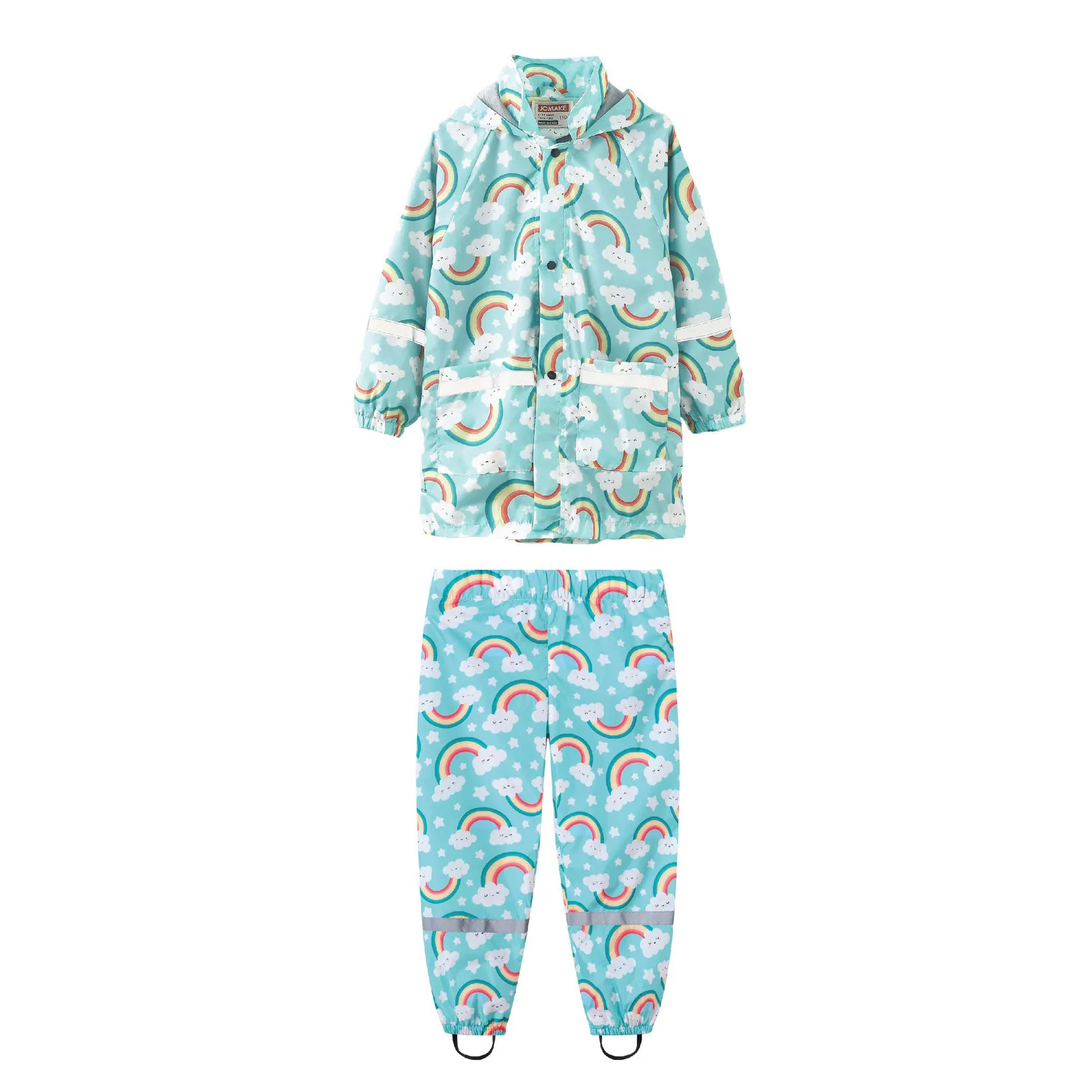 PU Waterproof Baby Boy Clothing Sets Outdoor Sport Girls Rain Suits Hooded Jacket Overall Chilren Costume Kids Tracksuit