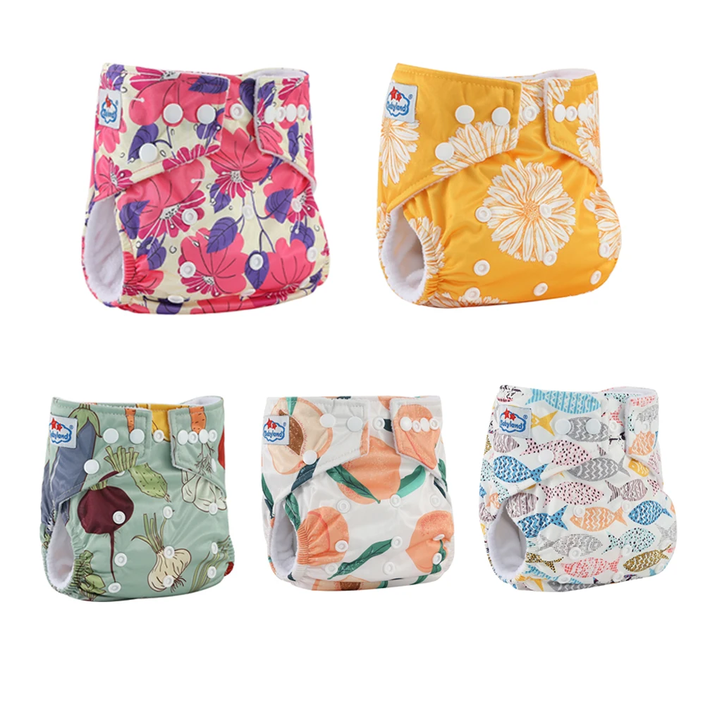 

2022 New Eco-Friendly Cloth Diapers Adjustable Nappy Underwear Baby Reusable Waterproof Washable One Size Diaper Panties 5pcs