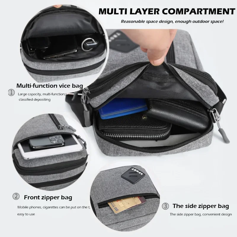 Men's Messenger Bag Crossbody Shoulder Bags Men Small Sling Pack For Work Business Waterproof Oxford Packs Satchel Purse - 3