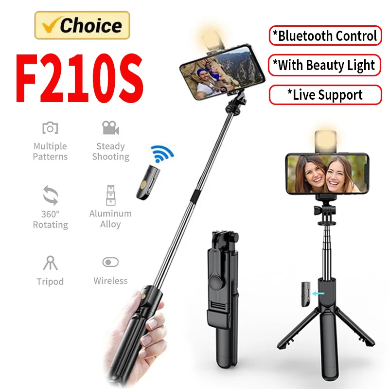 Wireless Tripod Stand Selfie Stick with Light Bluetooth Remote Extendable Tripod for iPhone Mobile Phone Tiktok Live Streaming