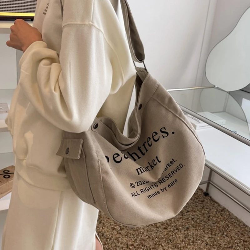 Letter Printed Crossbody Bag Womens Lightweight Postman Bag Simple School Bag Single Shoulder Bag Casual Bag
