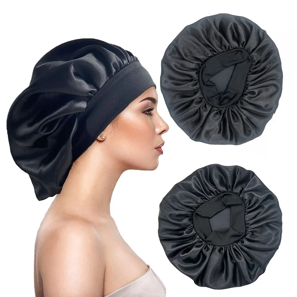 Night Hair Cap Satin Women Solid Sleeping Hat Sleep Care Bonnet Nightcap Unisex
