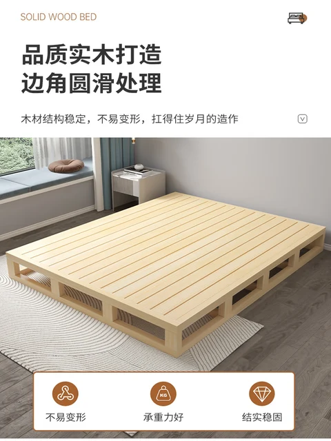 Solid wood tatami bed frame Household hard board waist bed frame Homestay simple floor bed No bedside moisture-proof row skeleto 2 Solid wood tatami bed frame Household hard board waist bed frame Homestay simple floor bed No bedside moisture-proof row skeleto 2
