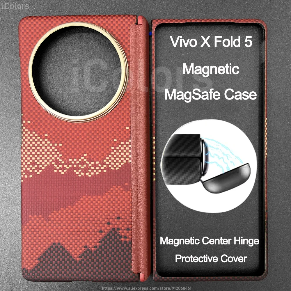 Ultra-Thin Carbon Fiber Magnetic Aramid Protective Case with Central Hinge