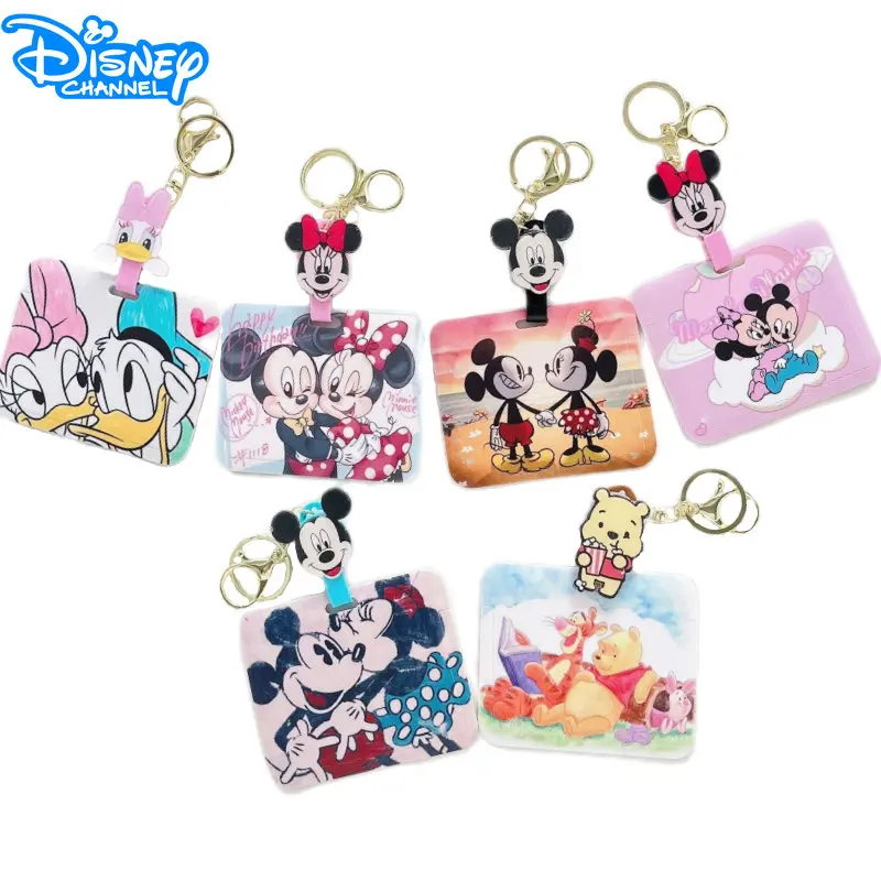 New Disney Credential Holder Kawaii Mickey Mouse Horizontal Retractable